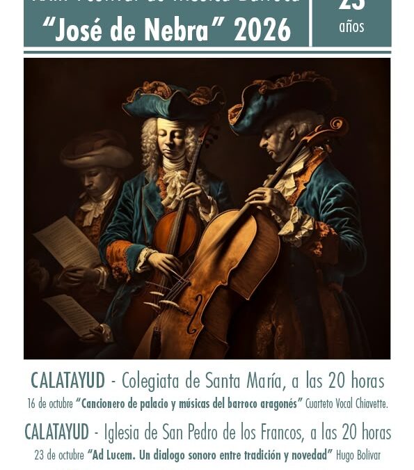 El Ciclo de Música Barroca José de Nebra regresa a Calatayud con dos conciertos gratuitos en octubre